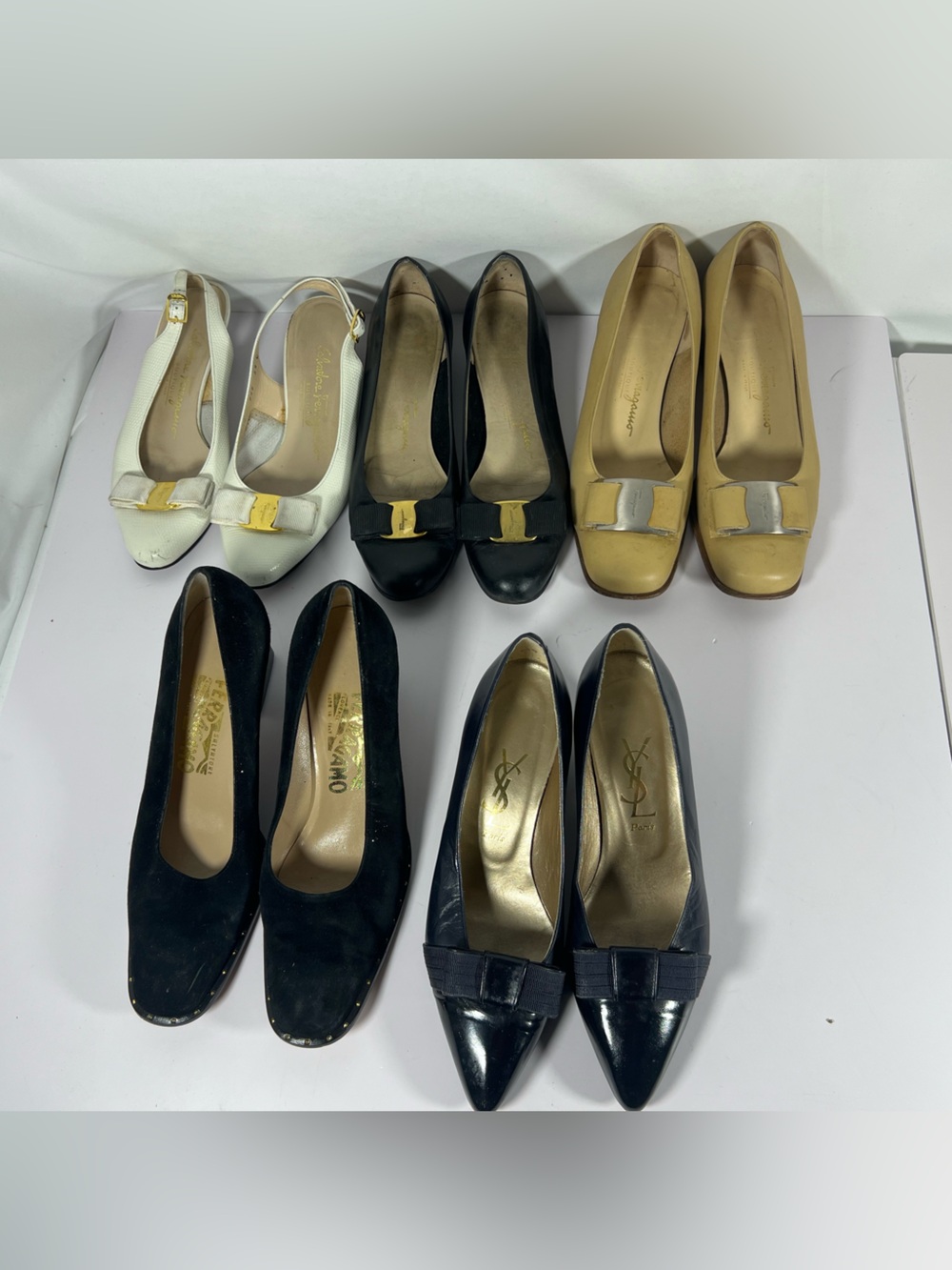 Shoe Rehab 7-2: 5 Pair Designer Shoe Lot Ferragamo YSL Size 5.5-7